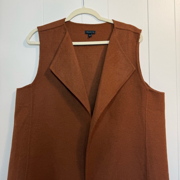Talbots Brown Long Vest Womans size Large - Picture 3 of 9